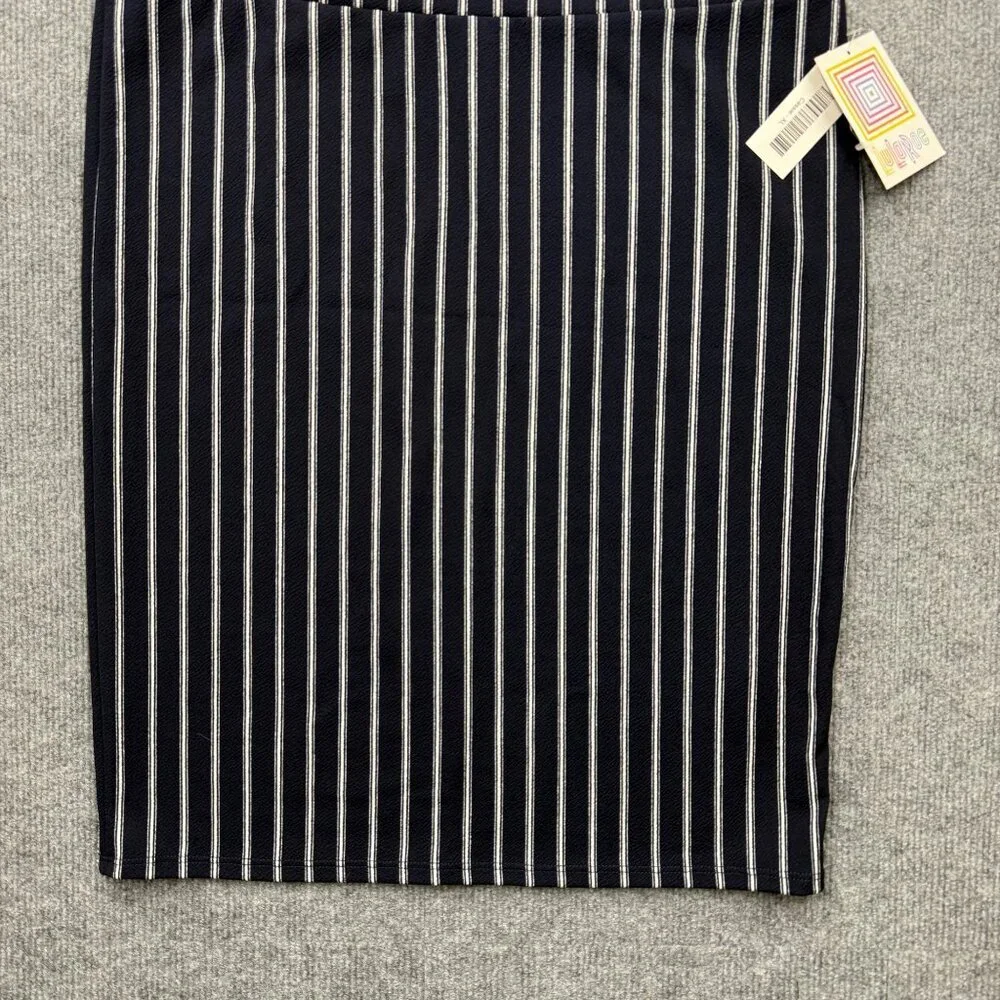 LuLaRoe Cassie Pencil Skirt Stretch Navy White Stripes Nautical Preppy Sz XL NEW